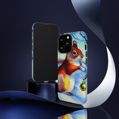A Squirrel Decorates the Forest for Christmas - Impact Resistant Phone Case